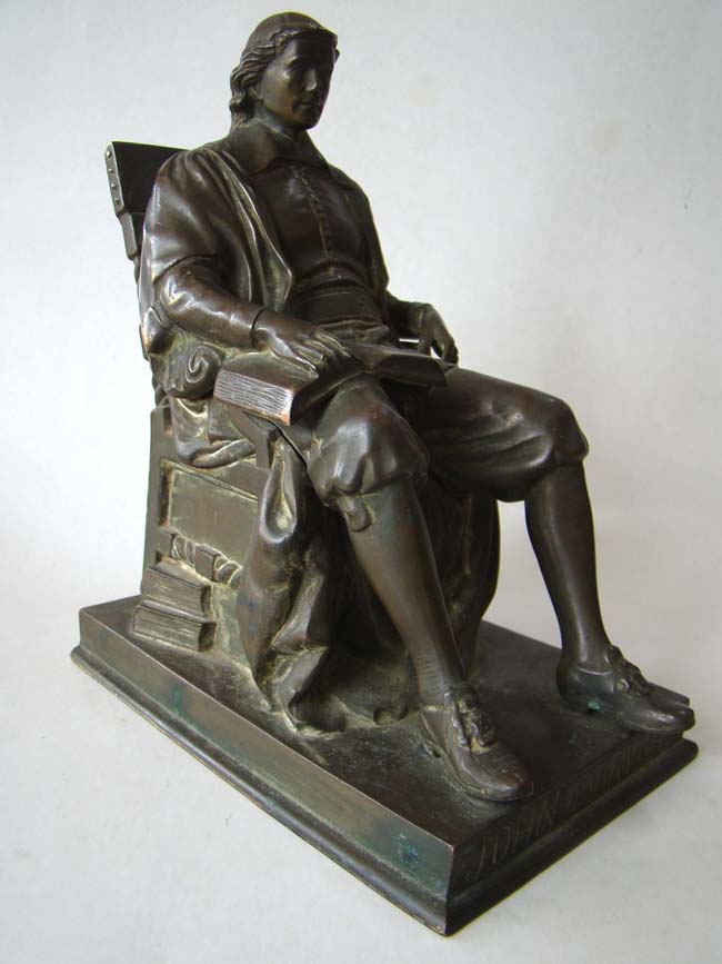 A single JOHN HARVARD bronze bookend by Jennings Brothers circa 1920 — image 2
